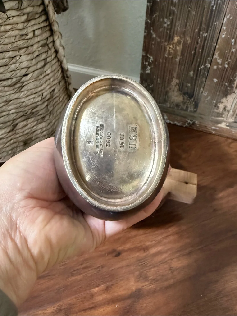 Vintage Reed And Barton  Silver Soldered 16oz. U.S.N Navy Creamer Pitcher 3600